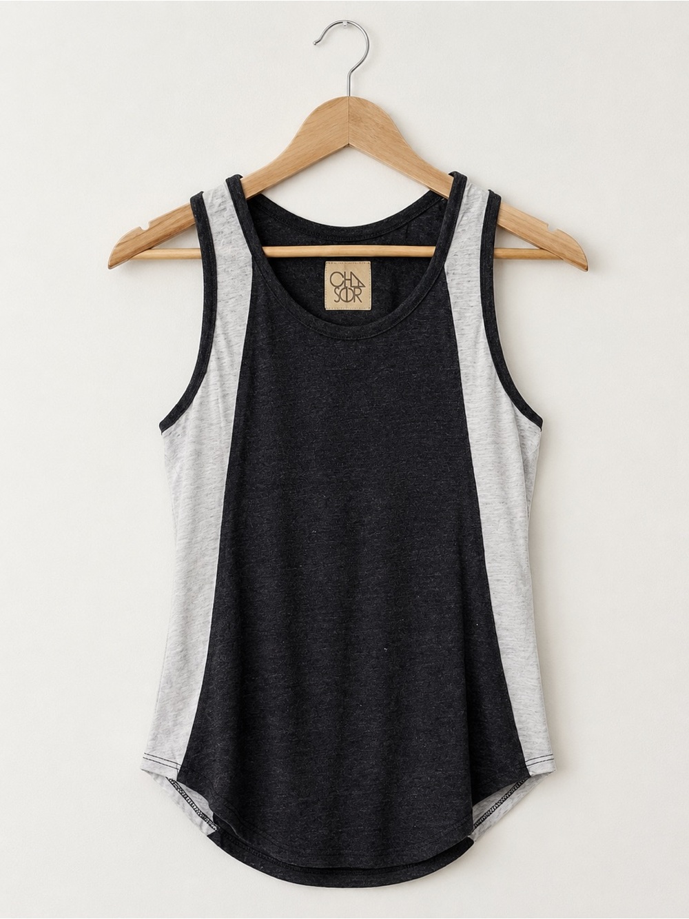 Chaser Colorblock Racerback Tank Top White Black Size Large NWT